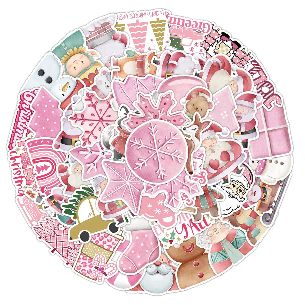 50 waterproof Christmas vinyl stickers 4-8cm for phone, laptop, guitar, and notebook decoration