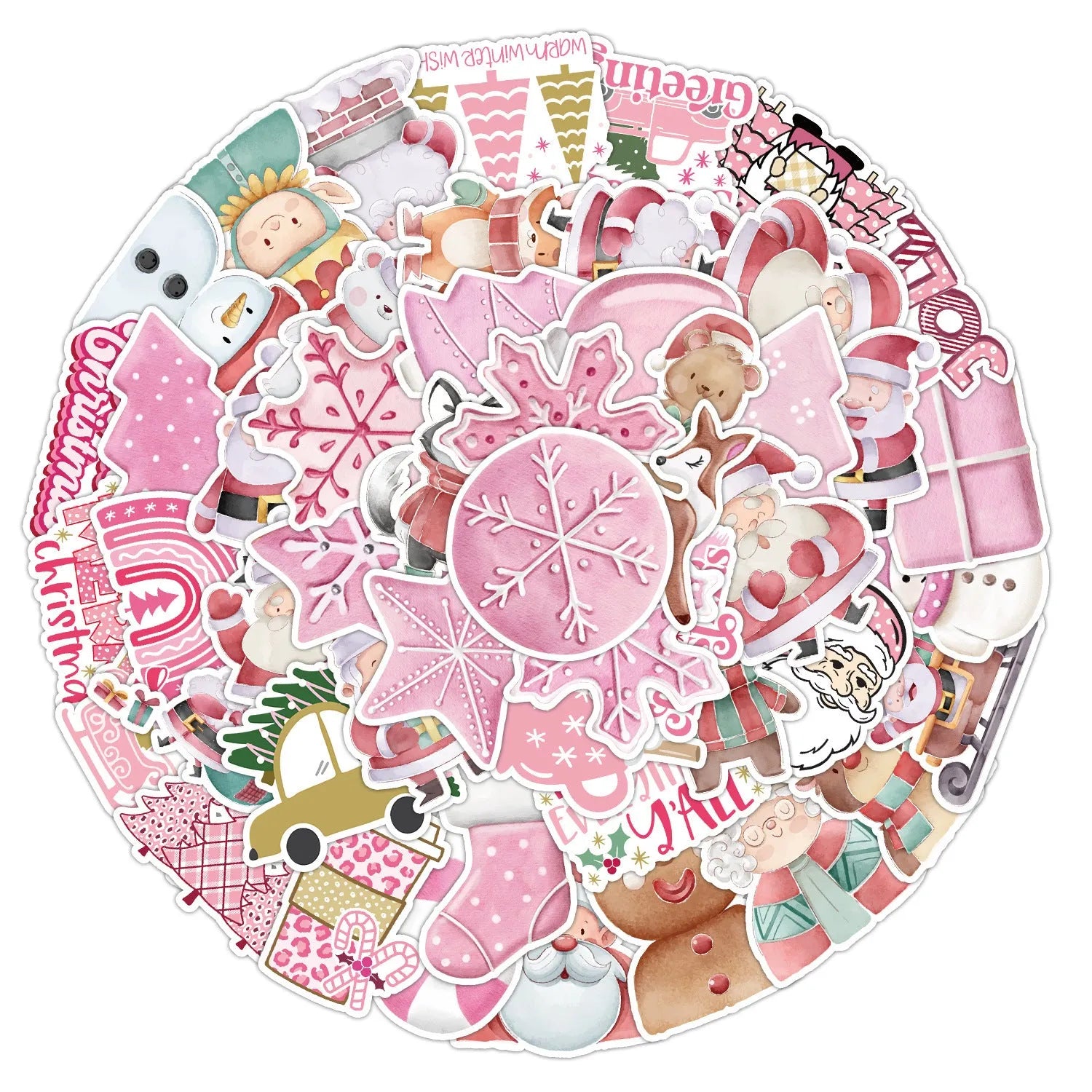 50 waterproof Christmas vinyl stickers 4-8cm for phone, laptop, guitar, and notebook decoration