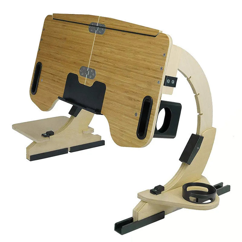 Wooden folding computer table with adjustable angle for bed use in white maple colour