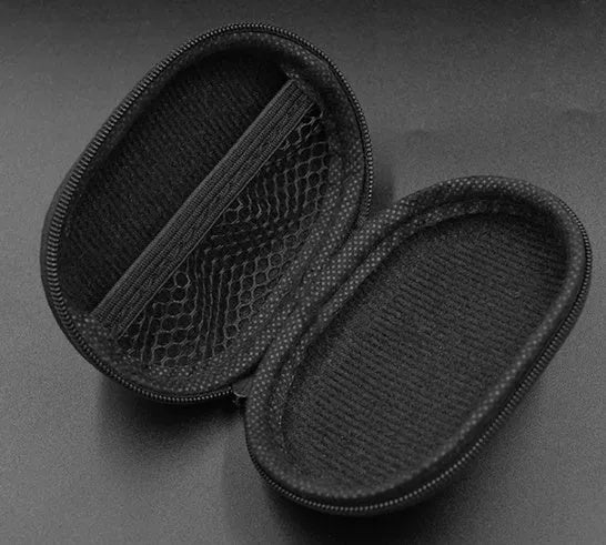 Black oval leather earphone storage case for EDX PRO and compatible headphone models