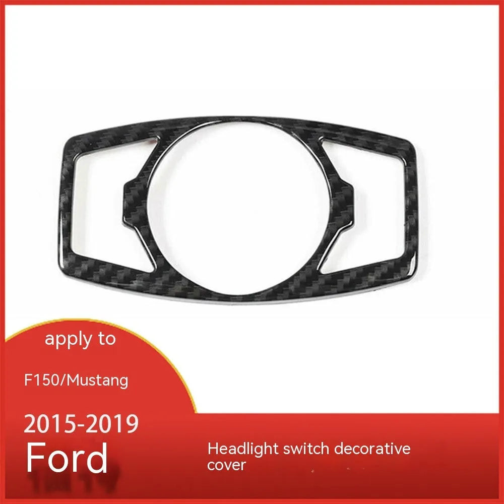 Carbon fibre decorative patch for Ford F150 Raptor headlight control housing on dashboard