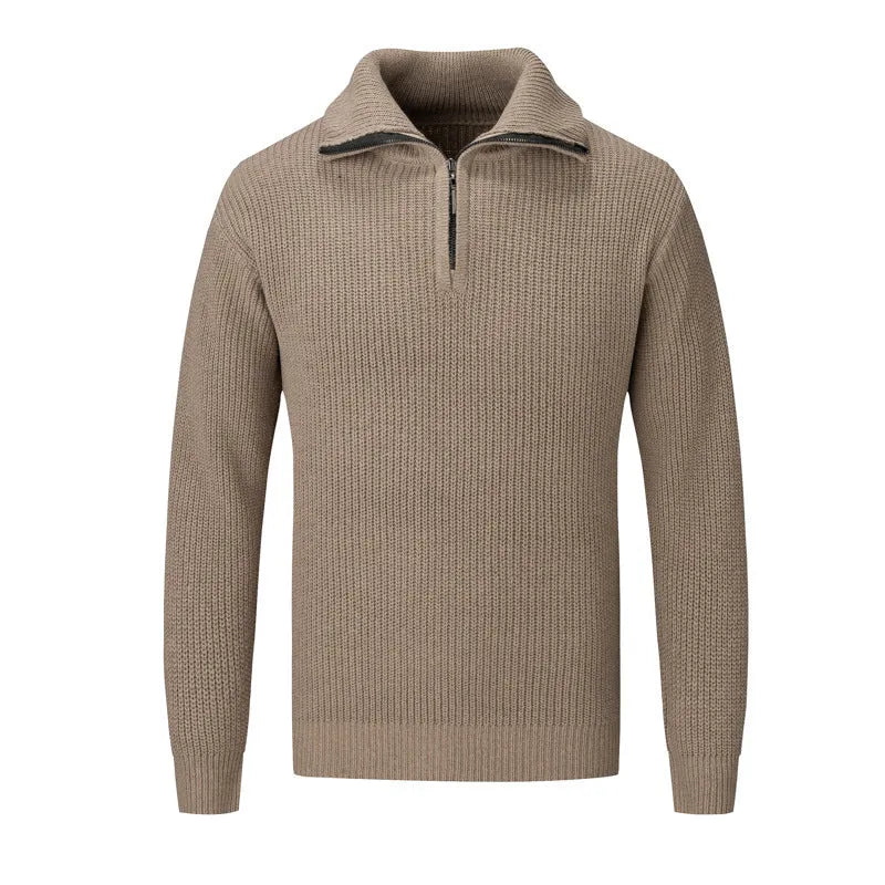 Men's slim fit solid colour pullover sweater for autumn and winter leisure wear