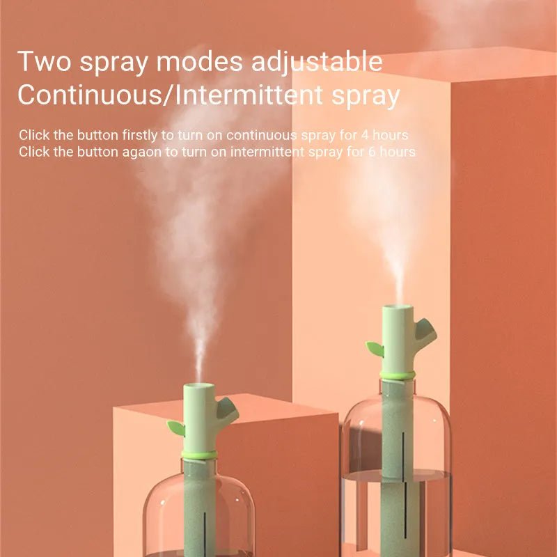 Transparent portable USB humidifier with ultrasonic mist production on desk