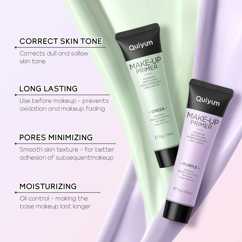 30g moisturising makeup primer in purple, pink and green colour-correcting shades