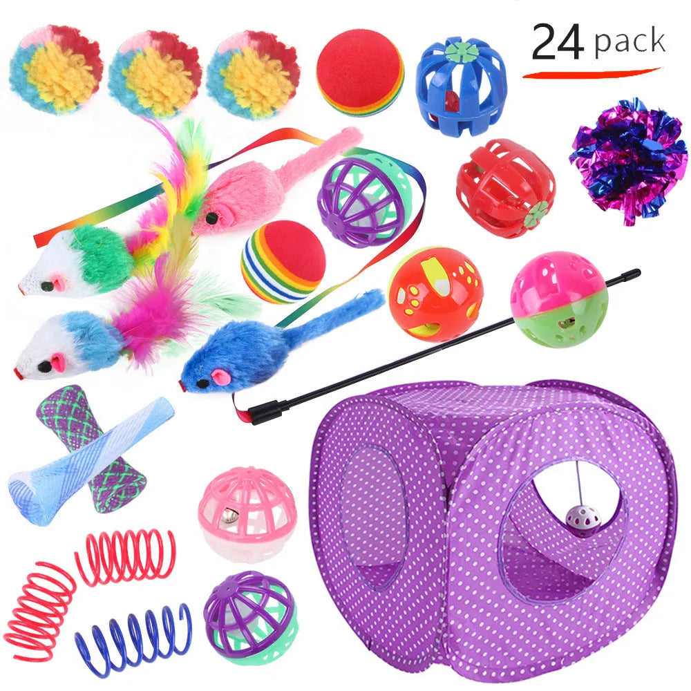 Plastic cat channel toy maze with colourful tracks and accessories for feline play