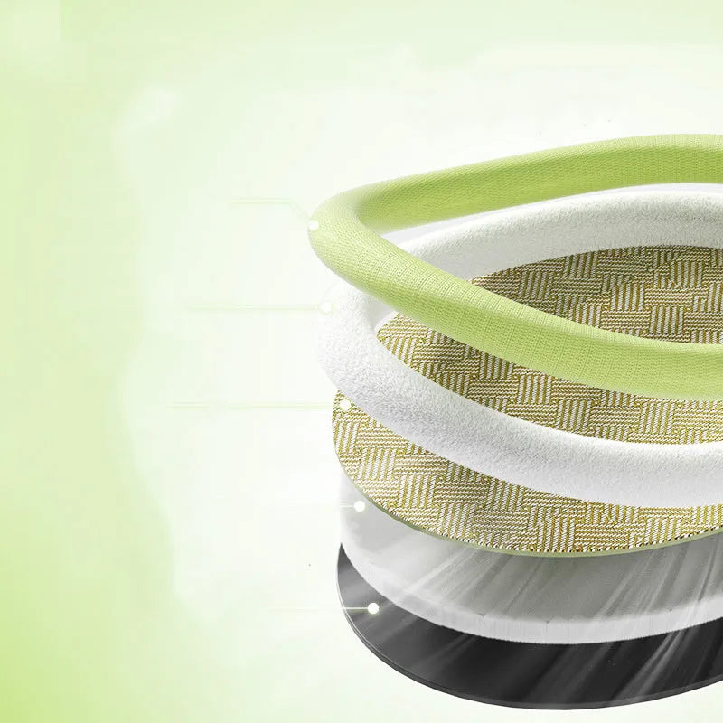 Green fruit-shaped backrest pet cooling mat nest for dogs and cats on a wooden floor.
