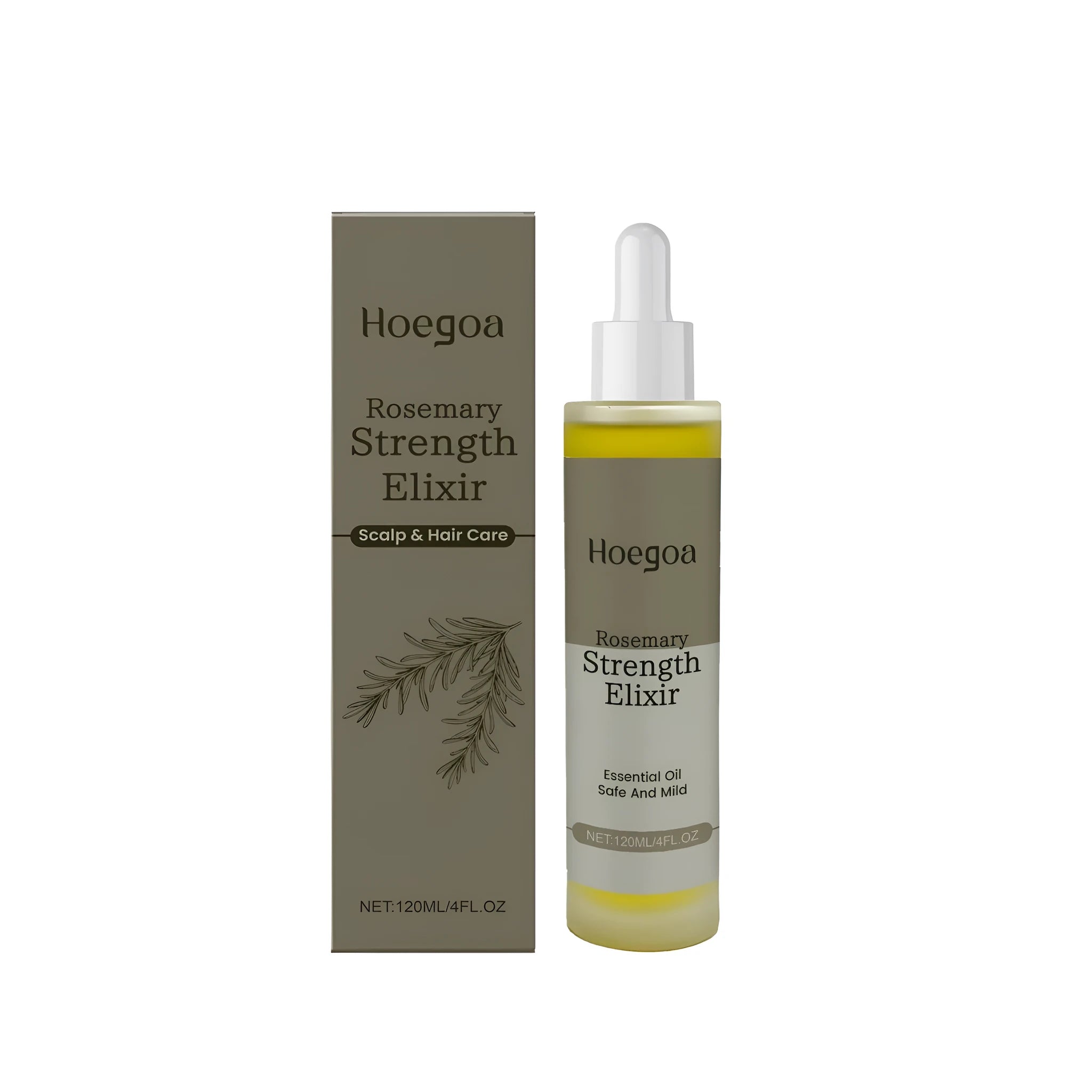 120ml bottle of rosemary and ginger hair concentrate tonic on a white background