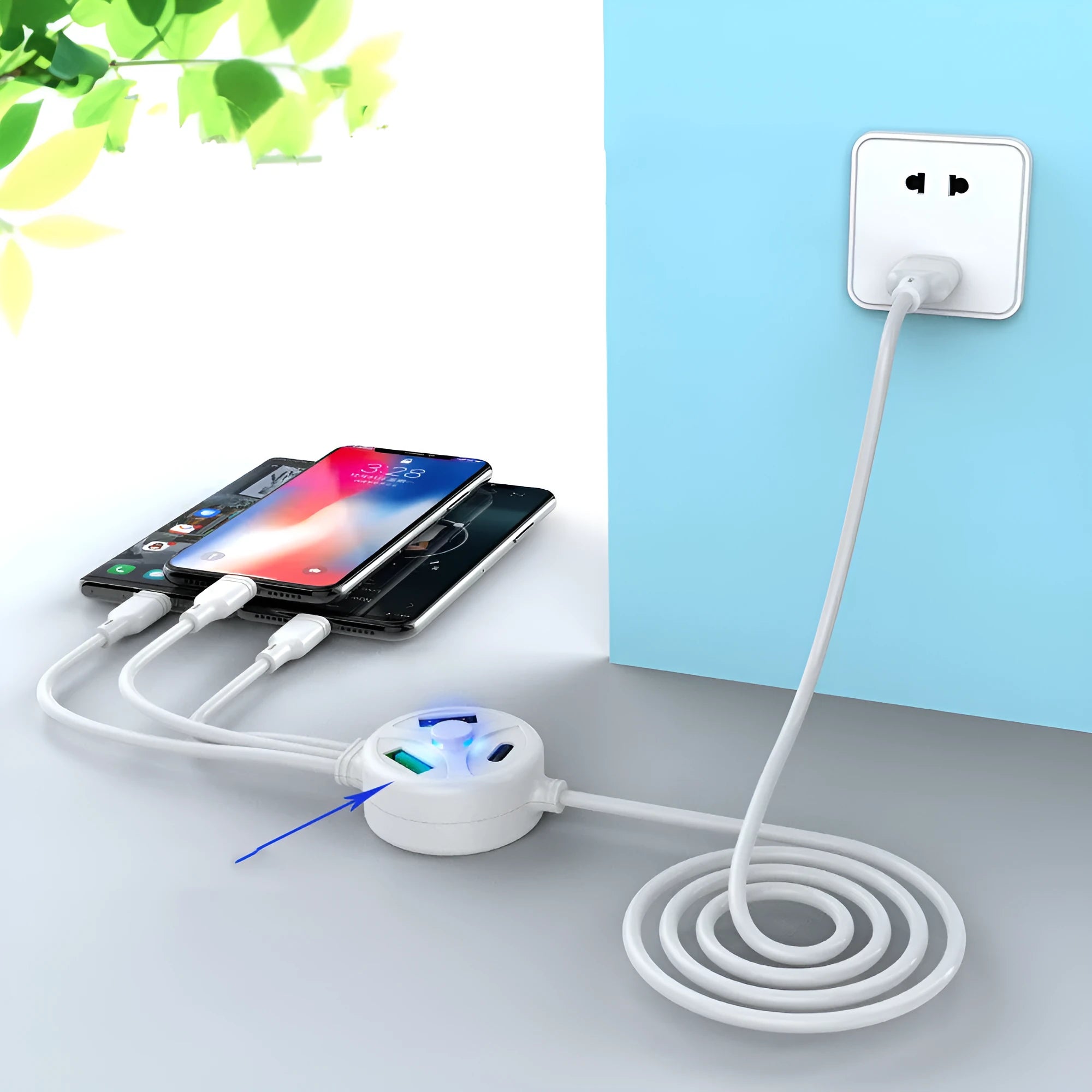 1.2 metre PD fast charge cable with USB, Mini USB, Micro USB, and TYPE-C interfaces