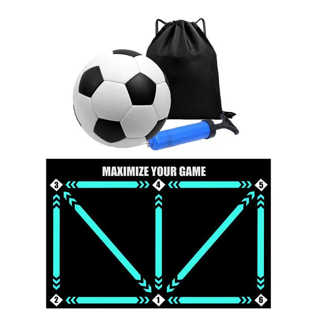 Indoor football training mat with rubber surface for skill practice exercises