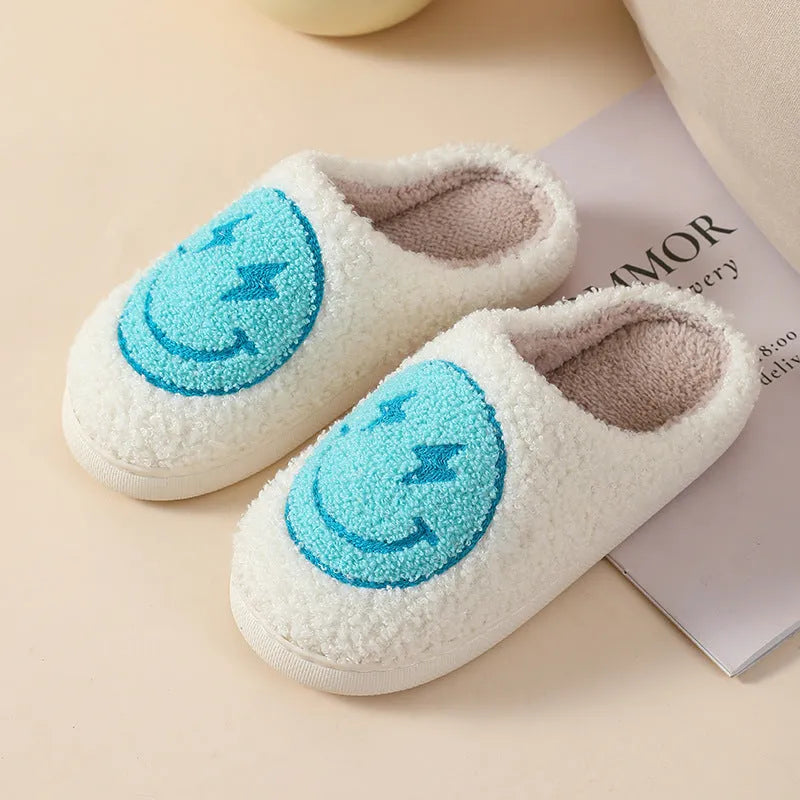 Women's plush cartoon love style slippers with non-slip PVC sole in Big Love pattern.