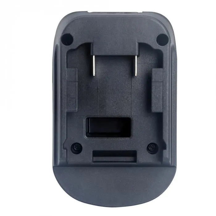 Black Milwaukee DM18M to Makita H99F battery adapter measuring 125x90x65mm