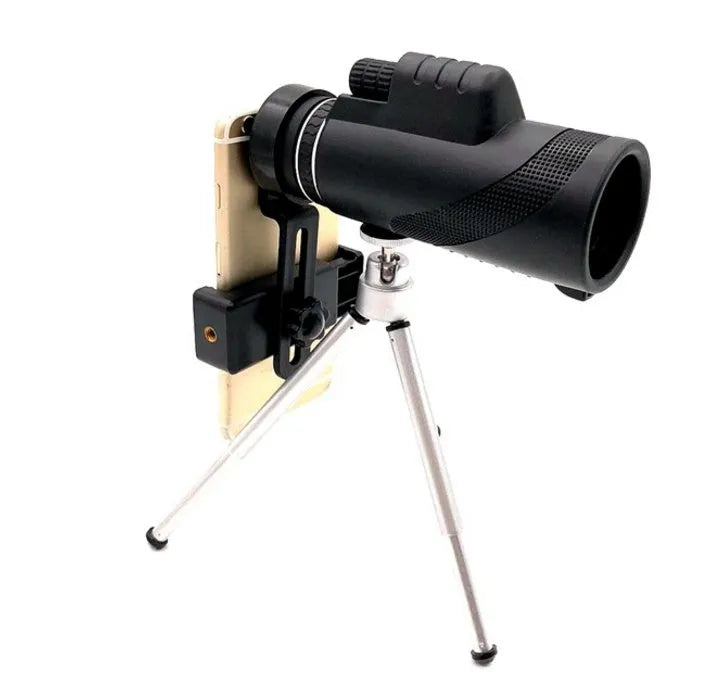 Black 40x60 HD monocular telescope with fully coated lenses and waterproof construction