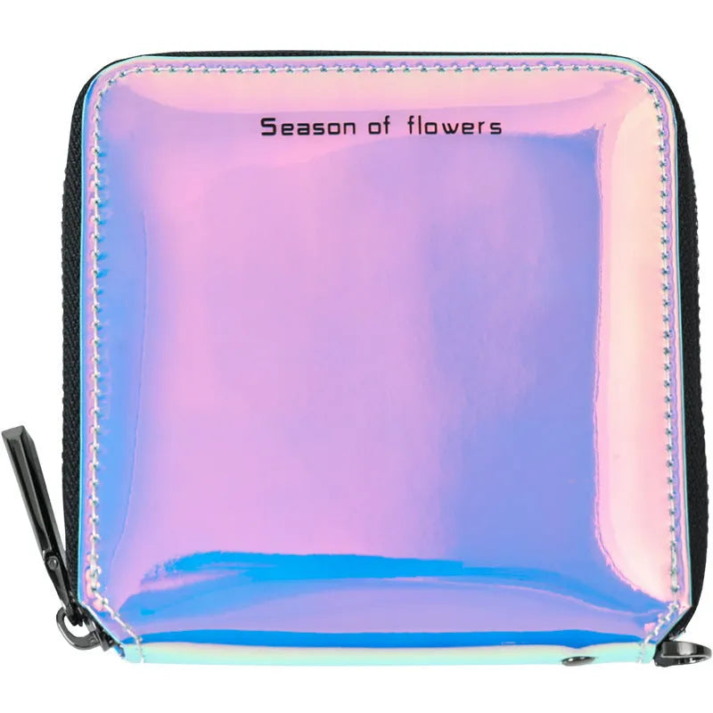 Women's short folding Korean style wallet in PU leather with 11cm compact dimensions