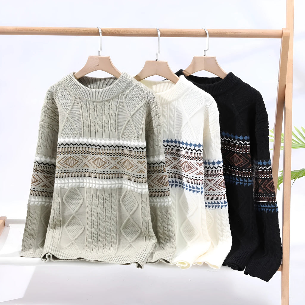 Men's mock neck sweater in beige gray, white, or black, cotton blend pullover, sizes M to 4XL