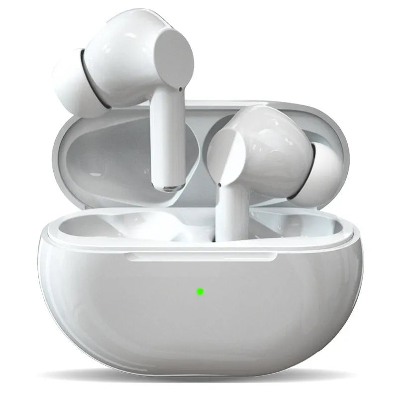 Pro4 Bluetooth wireless headset with two earphones and charging case in black or white