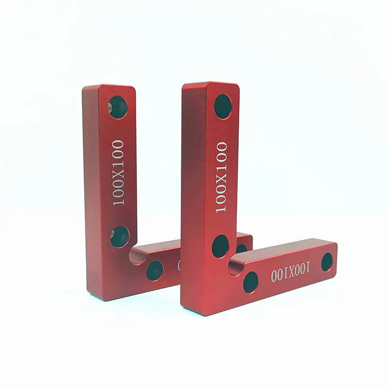 Aluminium right angle positioning block for woodworking with measuring scales