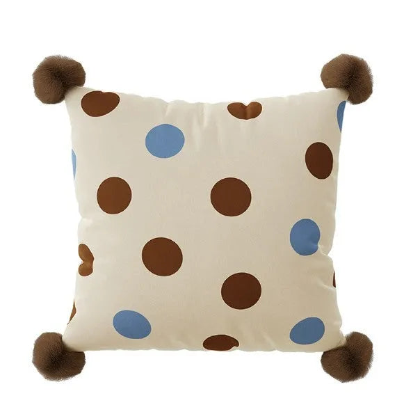 Blue cartoon animal decorative cushion pillow on a grey sofa with a removable cover.
