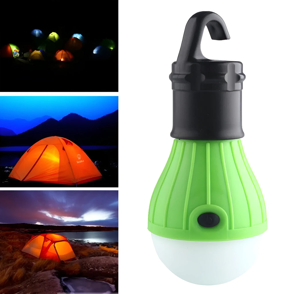 Portable 3 LED camping light with hanging hook in blue colour showing compact 11cm design