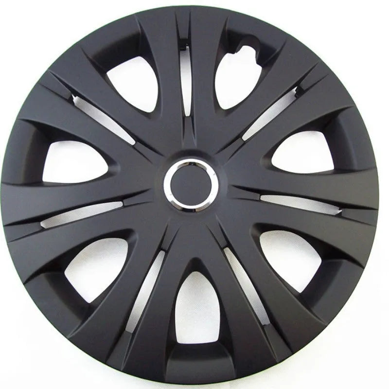 Universal monochrome ABS plastic wheel hub cover in silver, electroplating or black finish.