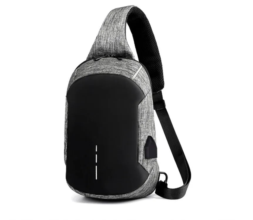 Oxford cloth waterproof chest bag with mobile phone compartment in dark blue, wine red, or light grey