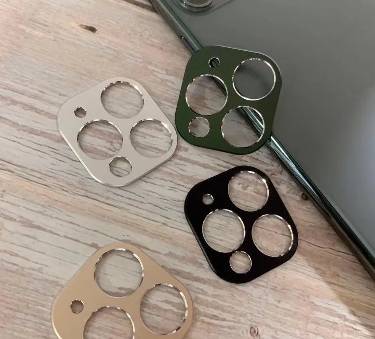 Metal camera lens protection ring for Apple iPhone 11 and iPhone 11 Pro in various colours.