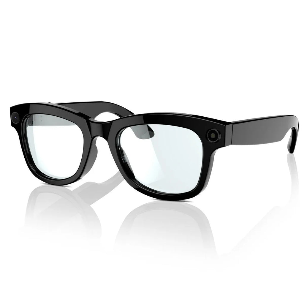 AI translation video glasses with HD camera in black or transparent lens options