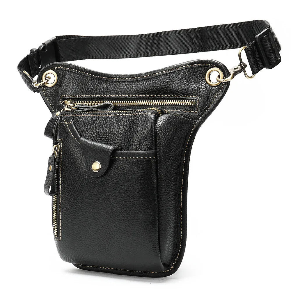 Genuine crazy horse leather satchel bag with retro design and shoulder strap