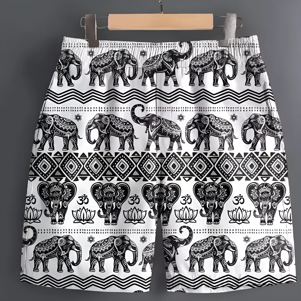 Men's polyester sports shorts in multiple patterns and colours for outdoor activities