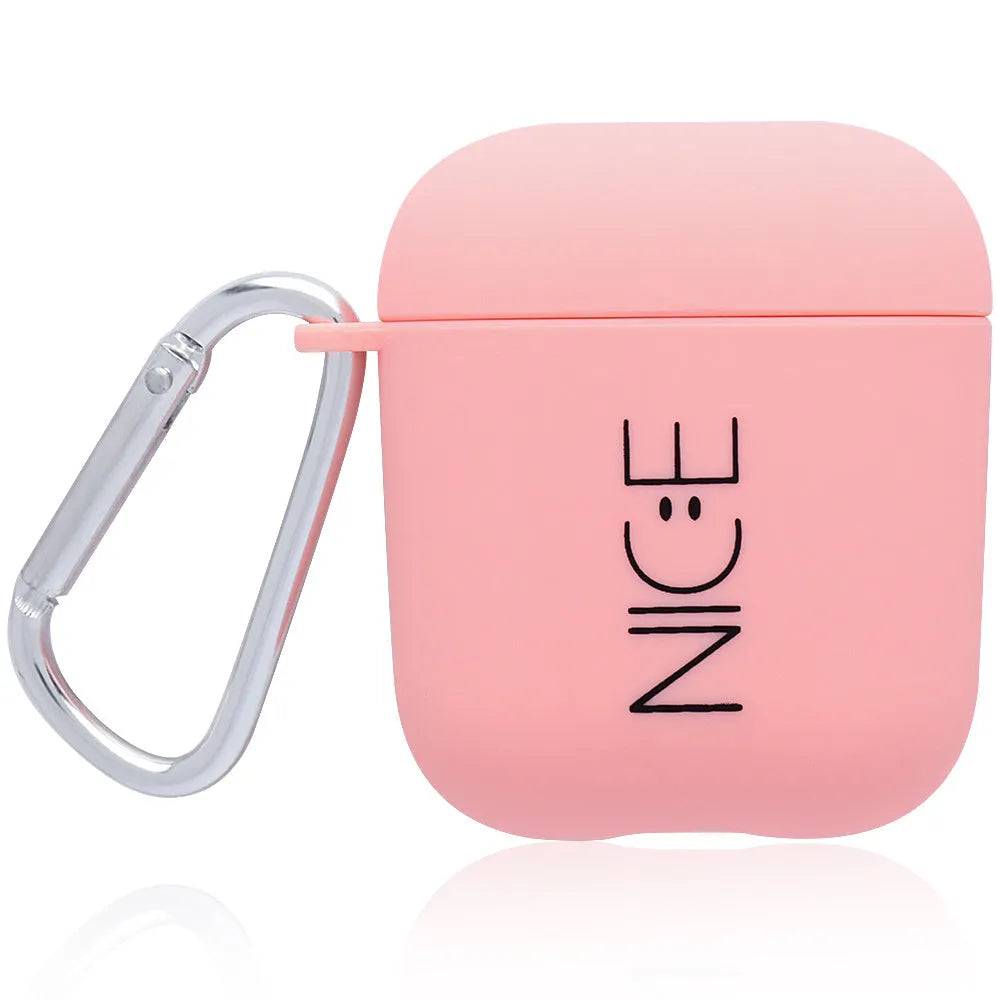 PC hard shell AirPods case cover with decorative pattern in black or pink colours