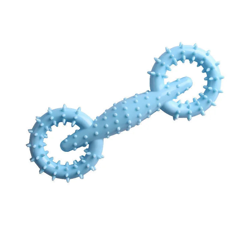 Blue TPR dog chew toy ring measuring 16cm for teething puppies