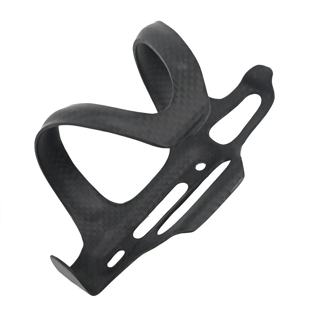 Black carbon fibre bicycle water bottle cage for road and mountain bikes