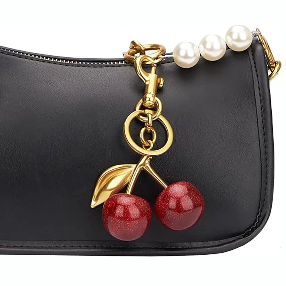 Zinc alloy cherry blossom key ring pendant in pink or red colour options