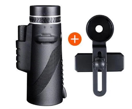 Black 40x60 HD monocular telescope with fully coated lenses and waterproof construction