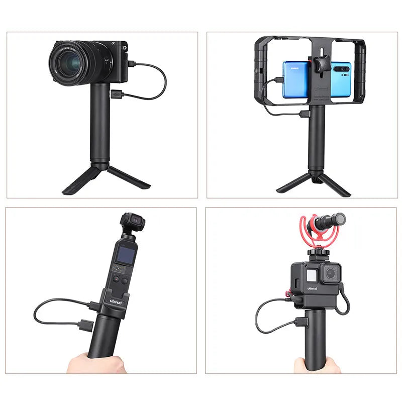 Black aluminium alloy power bank handle with 6800mAh capacity measuring 12.5cm long