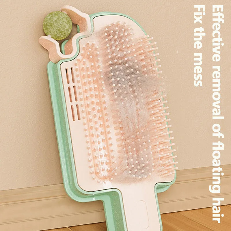 Ice cream shaped cat grooming toy with textured rubbing surface, mint ball and feather attachments