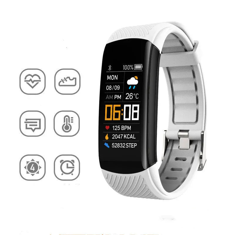 Waterproof silicone pedometer bracelet with touch screen display in multiple colour options