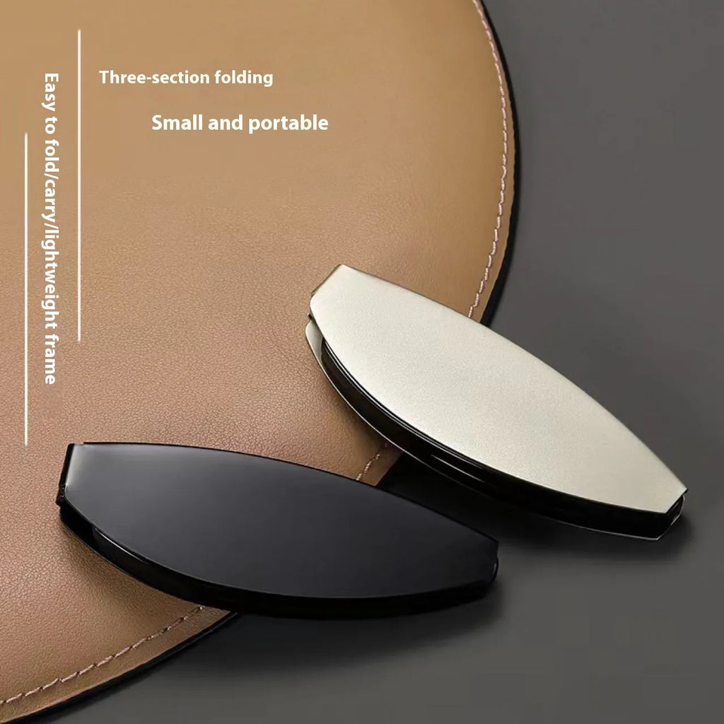Folding pocket presbyopic glasses with retro frame, shown in black and silver colours
