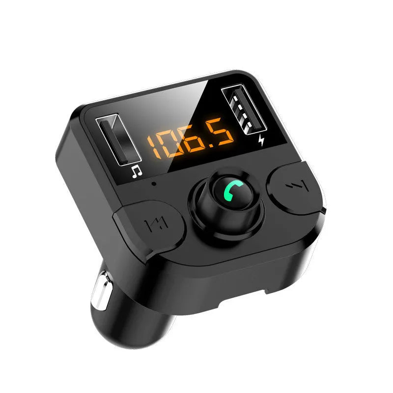 Black BT36B car MP3 Bluetooth player with 1.1-inch display for cigarette lighter power.