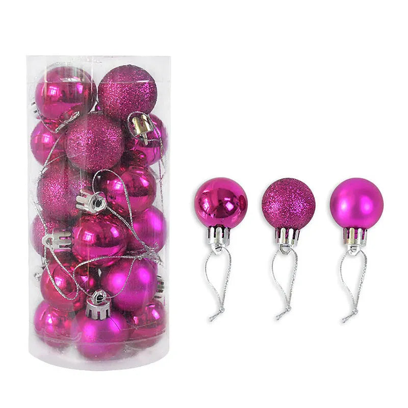 3cm diameter Christmas ball decorations in multiple colours including gold, red and silver