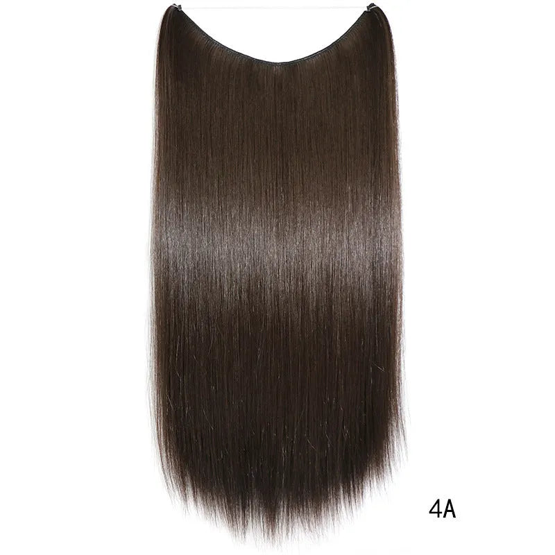 22 inch invisible wire hair extension, silky straight synthetic, 55cm long, 80g, no clips