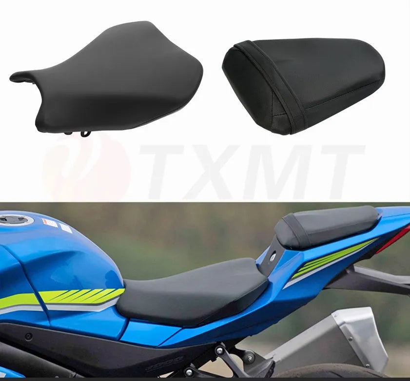 Black PU leather seat covers for Suzuki GSXR1000 motorcycle front and rear seats