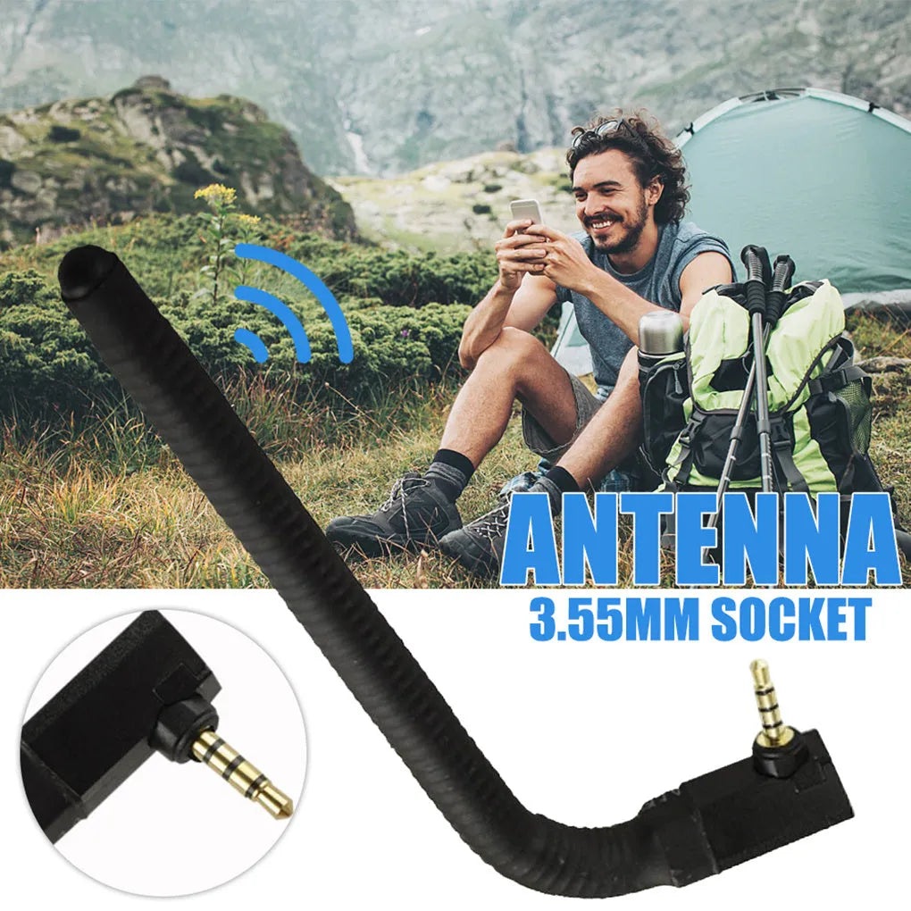 Slender black mobile phone signal booster antenna with suction cup mount for 3G 4G reception.