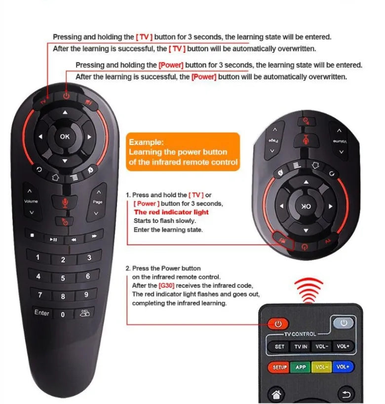 G30 wireless keyboard remote control with QWERTY keyboard and touchpad for smart TVs