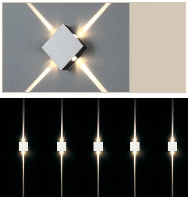 Modern square and round aluminium LED wall light with iron shade in warm white or white.