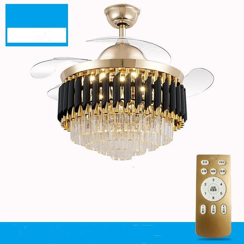 Crystal ceiling fan light with remote control in 42-inch and 48-inch size options