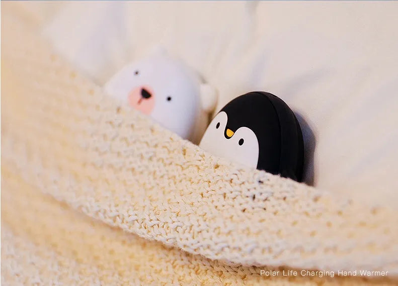 Cute cartoon penguin and polar bear design USB rechargeable electric hand warmer and power bank