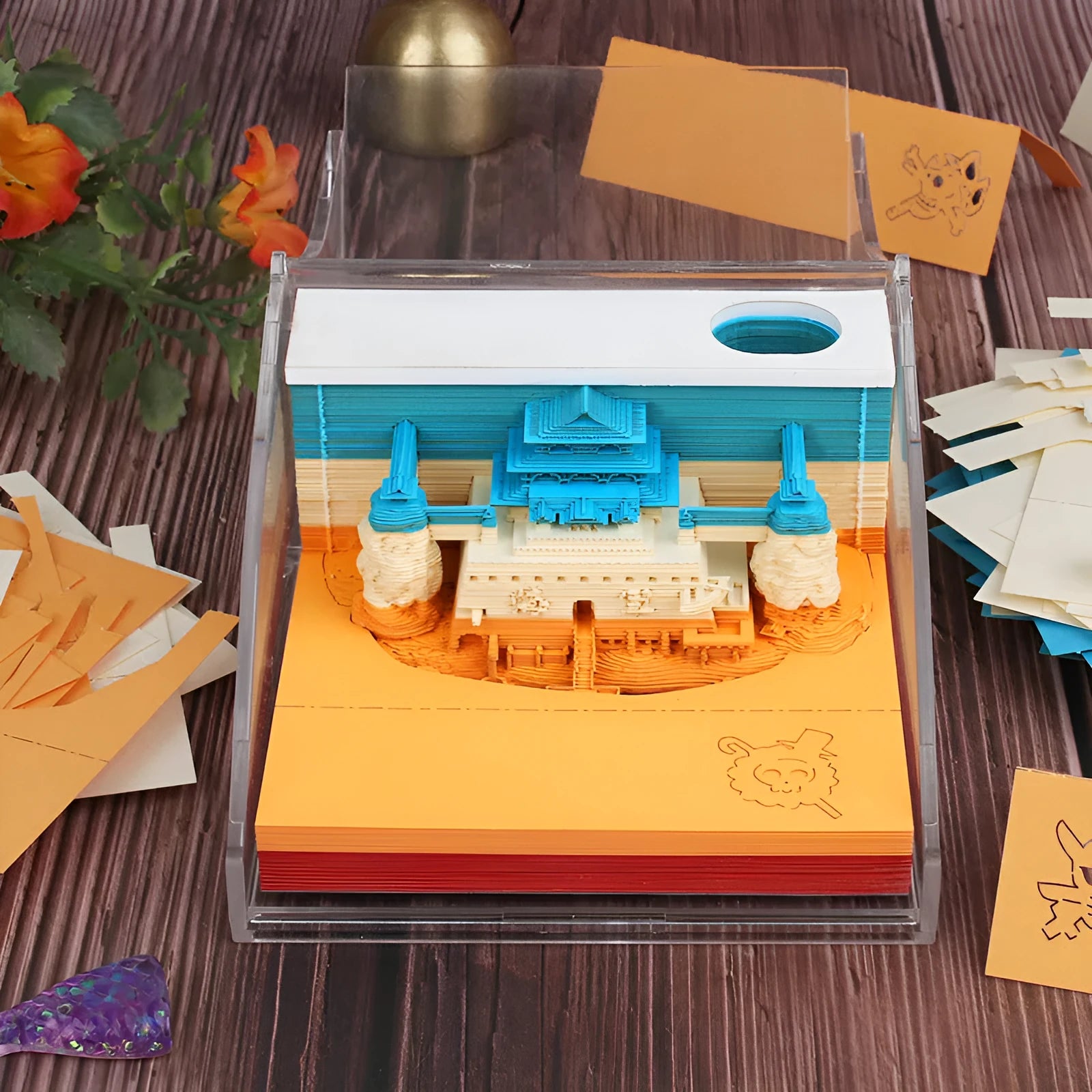 One Piece anime architecture creative sticky notes notepad in hand-torn design, 80mm x 45mm craft paper