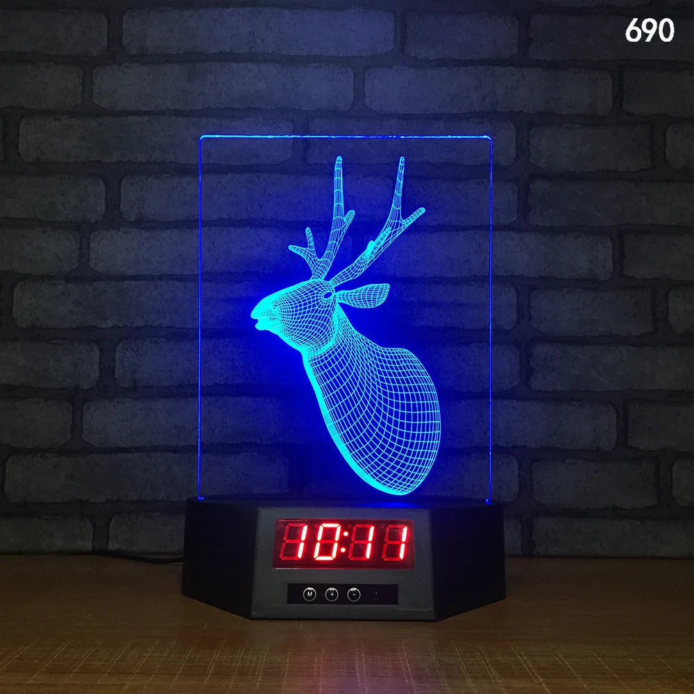 3D blue dolphin LED table night light with remote control on wooden surface