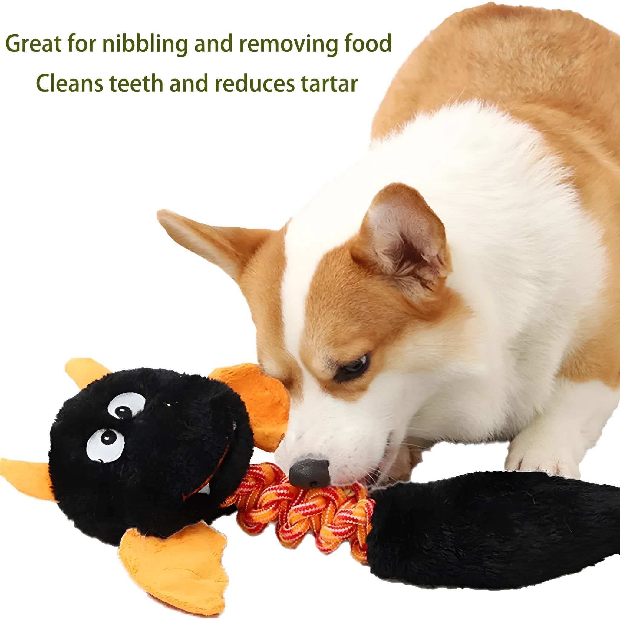Large black, green, or red plush dog toy with cartoon design, measuring 44 cm, for aggressive chewers.
