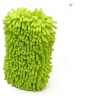 Silver green chenille microfiber car wash sponge measuring 14 by 25 centimetres